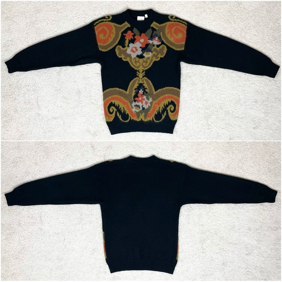 Vintage Mondi Wool Angora Blend Floral Filigree Design Crewneck Sweater - Picture 13 of 15